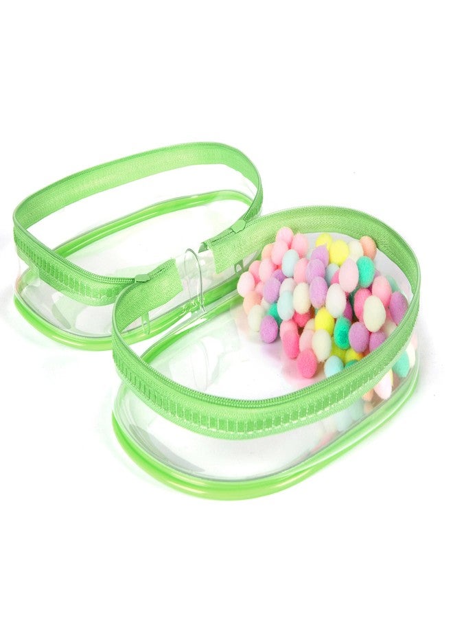 CHICHO Clear Figure Display Bag with White Hairball Keychain, Portable Small Doll Storage Bag Hanging Blind Box Organizer Zipper Closure, Dustproof Collectibles Display Case (Green) - Image 5